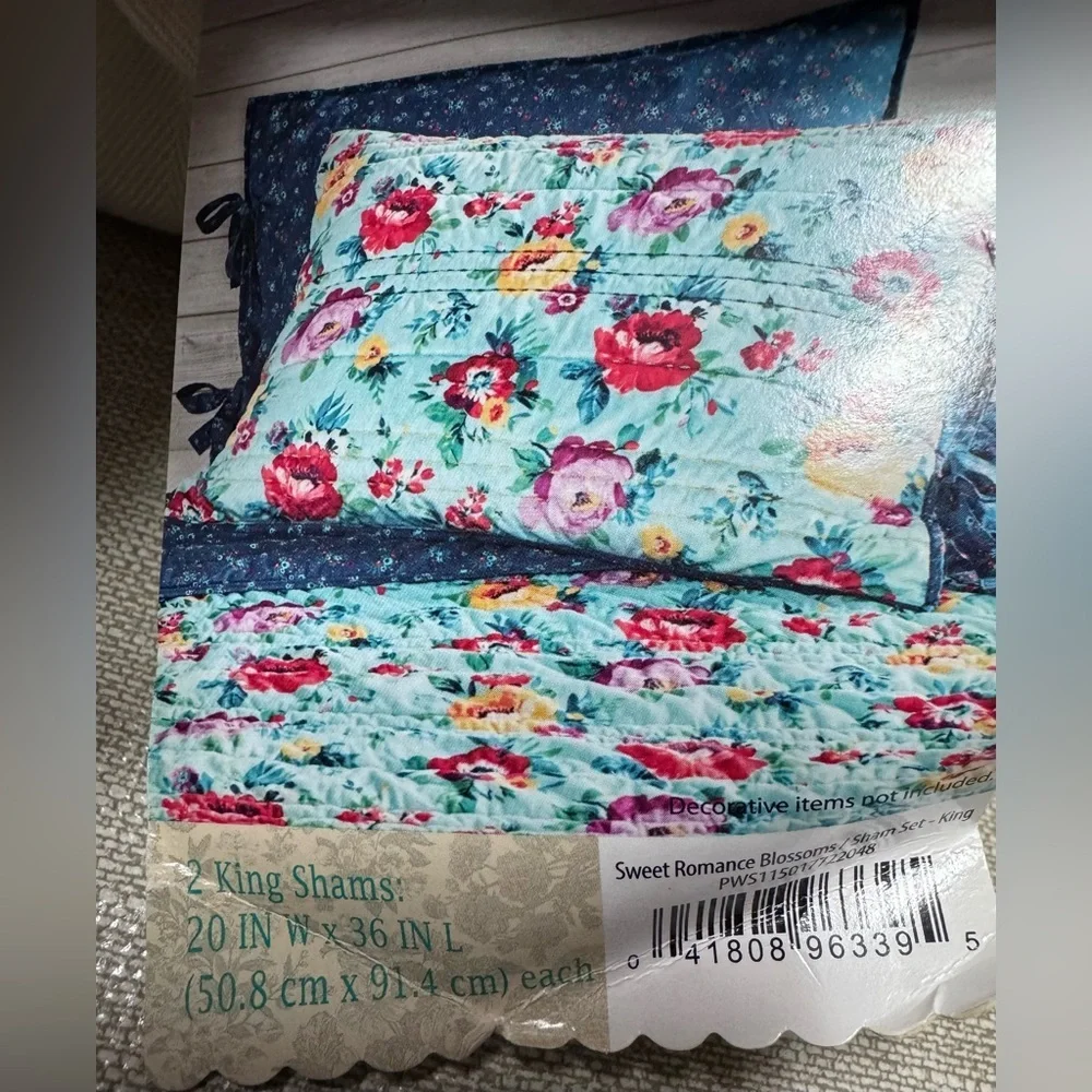 2-Pioneer Woman ~ SWEET ROMANCE BLOSSOMS ~ King Size ~ Pillow Sham Set ~ 20 × 36